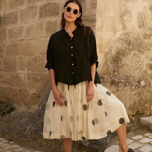 Meg By Design NWT Capria Shirt Black 100% Linen Womens Large